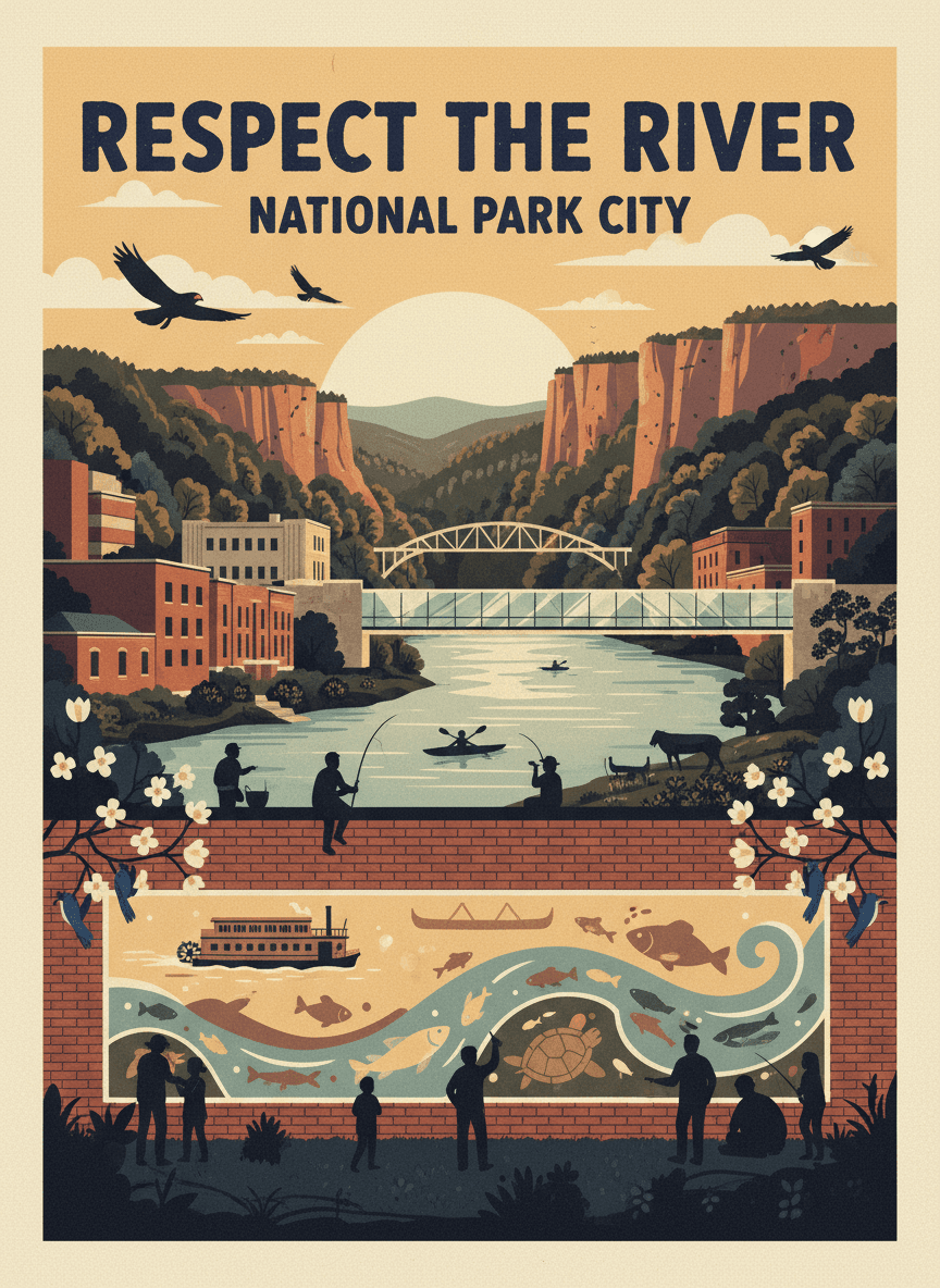 "Respect the River" Mural near Ross's Landing